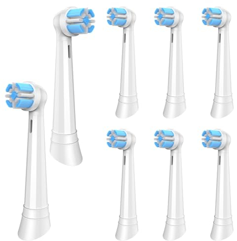 MERUYOO 8 Stück Aufsteckzahnbürsten Kompatibel mit Oral B iO 3/4/5/6/7/8/9/10 Series Elektrische Zahnbürste, IO Zahnbürstea Aufsteckbürsten Kompatibel mit Oral b iO Weiß