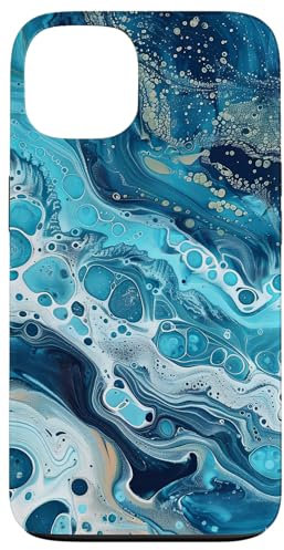 iPhone 13 Ocean Blue Acrylic Pour Design Coastal Beach Sea Summer Fun Case