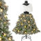 KOMFOTTEU Künstlicher Weihnachtsbaum mit Lichtern & Metall Basis, Christbaum Schaufensterpuppe aus PVC, Partybaum Weihnachtsdekoration für Geschäfte, Haus, Büro (Weiß)