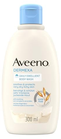 Aveeno Dermexa vegane Duschcreme seifenfreie Pflegedusche 300ml mit beruhigendem Haferkomplex für sehr trockene, juckende, empfindliche, zu Ekzemen Neurodermitis neigende Haut