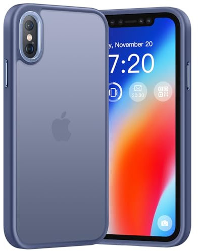 PuyaTeya Upgrade für iPhone X/XS Hülle, [Militärschutz] Stoßfest Schutzhülle Samtige Touch Matt Anti-Kratzen Anti-Glatte Anti Fingerabdruck Handyhülle für iPhone X/XS(Far Peak Blue)