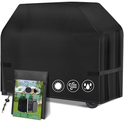 SPGOOD Grillabdeckung Wetterfest 420D Oxford-Stoff Grill Abdeckhaube Gasgrill Wasserdicht Staubdicht Schutzhülle Haube Abdeckplane Reißfest BBQ Cover, Universelle 165x71x122 cm