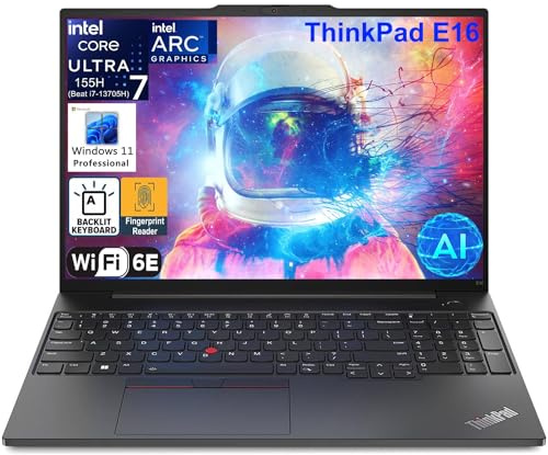 Lenovo ThinkPad E16 G2 16 FHD+ Business Laptop Computer, Intel 16-Core Ultra 7 155H (Beat Ultra 7 255U), 32GB DDR5 RAM, 1TB PCIe SSD, WiFi 6E, Tastiera retroilluminata, Lettore di impronte digitali