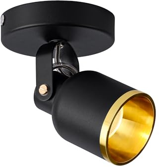 Aisilan 9W GU10 LED Deckenspots, Dimmbar 1 Flammig Schwarz Deckenstrahler Deckenleuchte Wandstrahler Einstellbar Deckenplatz für Kunst Akzent Beleuchtung Licht für Küche Flur Wohnzimmer, 3000K