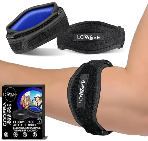 LOW&EE® Codera Epikondylit Män - Kvinna 2 St, Armbågsskydd Epikondylit, Tennisarmbågsband, Justerbara och Halksäkra Golfarmbågsskydd, Handledsband för Tendonit, Viktlyftning
