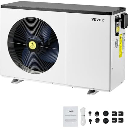 VEVOR Bomba de Calor Eléctrica para Piscina, 3,22-15,25 kW, Calentadores de Piscina de Frecuencia Variable Que Ahorran Energía para Piscinas Elevadas 30-60 m³, CA 220-240 V 50 Hz, 1000 x 391 x 654 mm