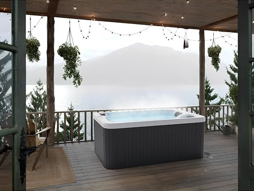 Sanotechnik Outdoor Whirlpool Split White Marble inkl. Abdeckung 175x115x70, 630 Liter, 21 Düsen