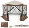 RELAX4LIFE Tonnelle Pliante Pop-Up avec Moustiquaire, Tonnelle de Jardin Extérieur Hexagonale, 2 Parois Occultants Amovibles, Barnum Pliant pour 8-10 Personnes, Sac de Transport, Montage Facile