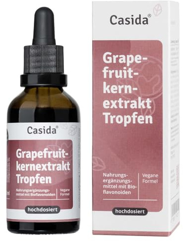 Casida Estratto di semi di pompelmo gocce 50 ml – con preziosi bioflavonoidi – naturale – ottimale per il raffreddore – ad alto dosaggio 2600 mg di estratto di pompelmo al giorno