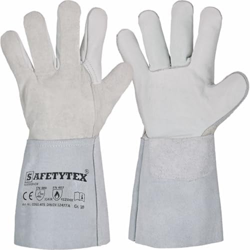 Safetytex Rindleder Handschuhe KOSSEBADE Schweißer Größen: 12 1 Stück | Rindvollleder & Spaltleder, Schutz vor Hitze, Funken, mechanischen Einflüssen, strapazierfähig, langlebig