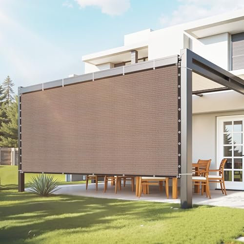 VEVOR Voile d'ombrage 90%, 3050 x 3660 mm, Filet d'ombrage avec œillets en Acier Inoxydable, Protection Solaire et Brise-Vue en PEHD 140 g/m², pour extérieur, terrasse, Jardin et arrière-Cour, Marron