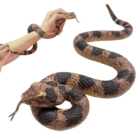 YEAMLTE Serpientes de Goma, Juguetes Serpiente de Goma Suave Juguete, Simulación Realista Serpiente de Broma, para Accesorios de Jardín para Ahuyentar Pájaros, Decoración de Halloween (A)
