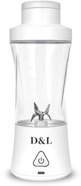D&L Break ICE Portable Blender - 700ml, USB-C Rechargeable, White | Ice-Crushing Motor | BPA-Free | 6000mAh Battery