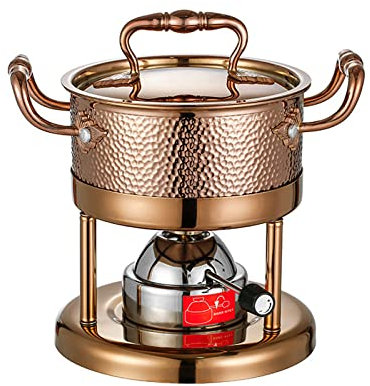 DFGHNBVC Hot Pot & Pot Kommerzieller Gasofen, Suppentopf Aus Edelstahl, Kochgeschirr, Chafing Dish, Mini-Auflaufform Für Eine Portion Mit Glasdeckel, 6,3 Zoll, 2 L Fassungsvermögen, Roségold
