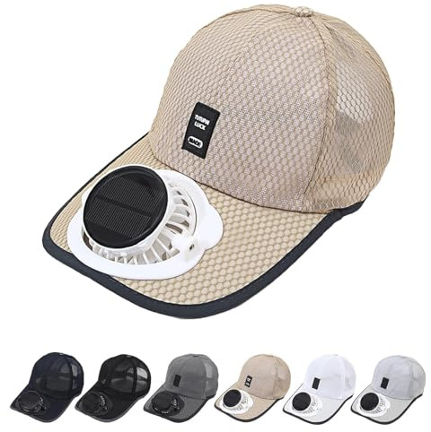 Qosigote Mütze Mit Ventilator, Kappe Mit Ventilator, Atmungsaktive Baseballkappe Mit Solarventilator, USB-Wiederaufladbarer Aus Atmungsaktivem, Langlebige Kühlung Für Camping Radfahren Laufen
