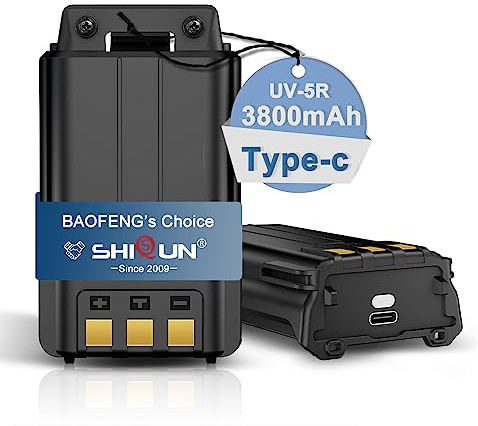 BAOFENG UV-5R Battery 3800mAh Rechargeable with Type-C Charger for BF-F8HP UV-5RE RD-5R UV-5RTP UV-5X3 Ham Radios - BL-5L BL-5 Battery Pack for UV-5RE Radios