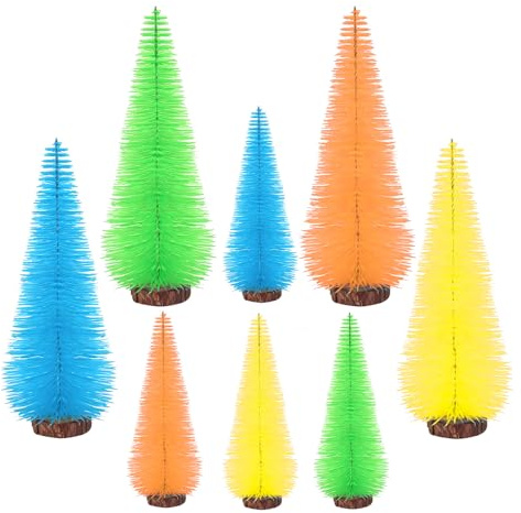 8 Stück Weihnachtsbaum Künstlich ,Leuchtendes Mini Tannenbaum Deko ,Klein Weihnachtsbaum ,Weihnachten Tischdeko,mit Holzsockel ,für Weihnachtsdeko, Tischdeko, DIY, Schaufenster, 10/15 cm