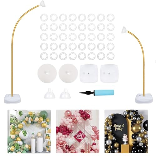 Kit di arco per palloncini, supporto per arco regolabile, set di supporti per palloncini con arco da 2,5 m e 1,5 m a mezza curva con flessione libera, supporto per arco a palloncino per compleanno