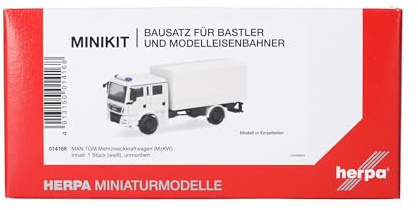 Herpa Modellbausatz MiniKit MAN TGM MzKW, Miniatur im Maßstab 1:87, Sammlerstück, Kit für Modellbau, Kunststoff, weiß