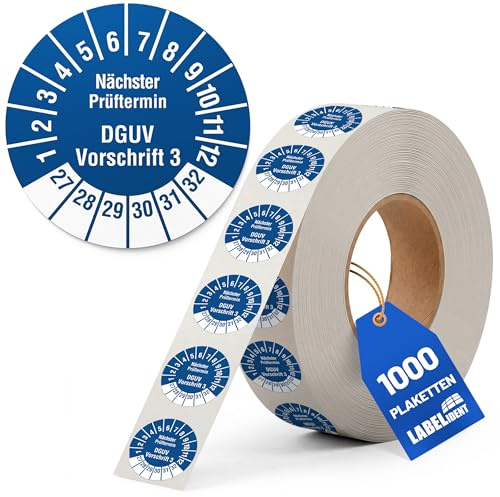 Labelident Prüfplaketten Nächster Prüftermin DGUV Vorschrift 3 - Ø 30 mm - 1.000 auf Rolle, 2027-2032, selbstklebend