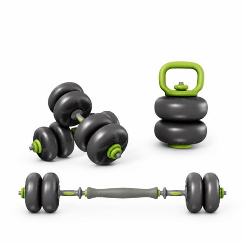 Justerbara hantlar 20 kg 25 kg 4-i-1 hantelset, kettlebell, hantelstång, pushup-stöd, skiva för hemmagym fitness