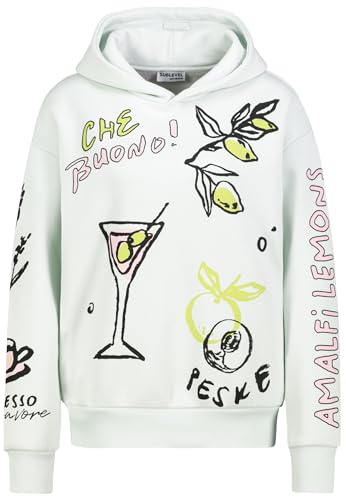Sublevel Damen Print-Hoodie Sweatshirt mit Allover Motiv Light-Green XL