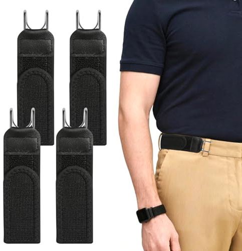 Gyism 4 Stück Gürtel Ohne Schnalle Herren Damen mit Gürtelhaken, Taktischer Gürtel Ersatz, Unsichtbarer Elastischer Gürtel Herren für Männer, Jeans und Frauen Freizeit, Beruf