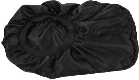 Abaodam Lange Satin Schlafmütze für Damen und Herren Elastischer Bund Weiche Haarpflegehaube zum Schlafen und Zuhause in Schwarz Wiederverwendbar und Komfortabel