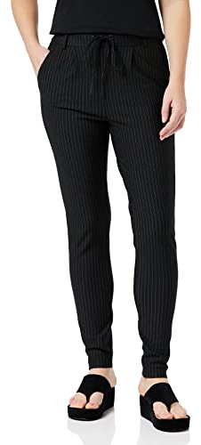 ONLY Damen Onlpoptrash Classic Pinstripe Pant Noos Hose, Schwarz, S