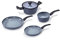 Moneta Aria Finegres Set de 5 Cazuelas y Sartenes de Inducción, Revestimiento Natural Antiadherente, Aptas para el Lavavajillas, Batería de Cocina de 5 Piezas, Metal, Gris, 5 Pezzi