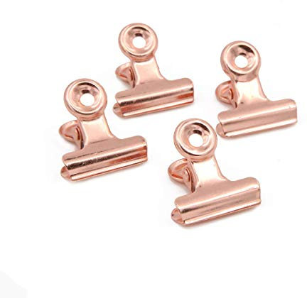 Lot de 15 pinces à dessin en métal - Or rose - 22 mm - Pince en papier - Pour panneau de liège et photo murale