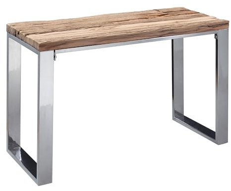 FineBuy Konsolentisch 115x76x46 cm Massiv-Holz Natur, Konsole rustikal Wohnzimmer, Anrichte Flur Diele Gang Schmal, Schminktisch Industrial Style, Echtholz Frisiertisch Schlafzimmer Hoch
