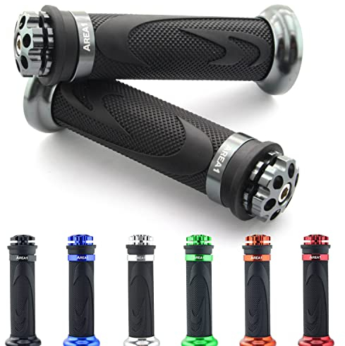 Area1 universal Motorrad Motorroller Lenkergriffe Grau 2 Stück 22/24mm für z.B. Duke SMC/R MT07/09/125 Z900/650/500/125 YZF CMX CB500 Hornet SV650 GSXS/R GSF TPH NRG Aerox Jetforce Runner
