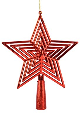 KAE Christbaumspitze Stern Kunststoff 23cm Weihnachtsspitze Tannenbaumspitze rot