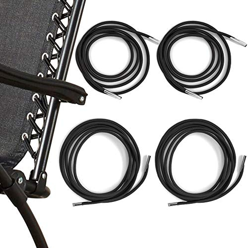 Bealuffe Ersatzschnüre für Zero Gravity Stühle 4 Kordeln Ersatzkordel Elastische Schnur Ersatzkabel Replacement Cords Ersatz-Schnürsenkel für Bungee Stuhl Liege Liegestuhl (Schwarz)