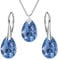 Panda-Jewellery 925-Sterling Silber Schmuckset mit Kristallen von Swarovski - Birne - Viele Farben - Ohrringe Halskette mit Anhänger - Schmuck für Damen mit Geschenkbox Saphir
