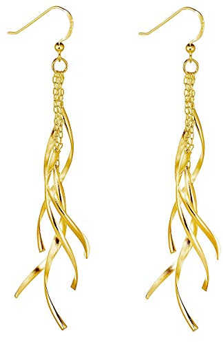 MATERIA Damen Ohrringe gold hängend 92mm lang - 925 Silber Ohrhänger Spirale vergoldet mit Etui SO-93-Gold