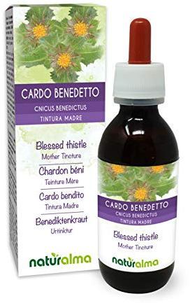 Blessed Thistle or Holy Thistle (Cnicus benedictus) herb with Flowers Alcohol-Free Mother Tincture Naturalma - Liquid Extract Drops 120 ml - Food Supplement - Vegan