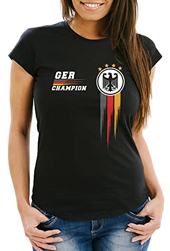 MoonWorks® EM Shirt Damen Deutschland Fußball Fanshirt Champion Germany Europameisterschaft 2021 schwarz 3XL