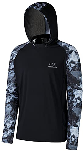 Bassdash Herren UPF 50 Sonnenschutz UV-Schutz Kapuzenpullover Funktion Hoodie Langarm Angeln Shirt Camo