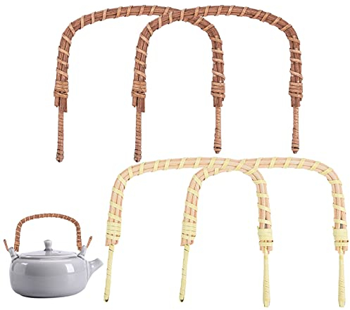 PH PandaHall 4pcs 2 Couleur Poignée de Théière en Rotin, Remplacement de Poignée de Théière Poignée de Bouilloire Pliable pour L'été Pot en Céramique Pots à Thé en Poterie Théière Japonaise à Fil 13cm