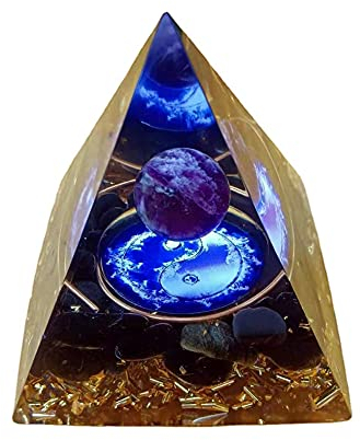 VMSTKWW Orgon-Pyramide, Mondstein, Ogan-Kristall, Tai-Chi-Orgonit-Pyramide, Natur, Reiki-Chakra, zerkleinerter Stein, Baum des Lebens, Kristall, Heilung, Chakra-Pyramide, Geschenk für Freunde