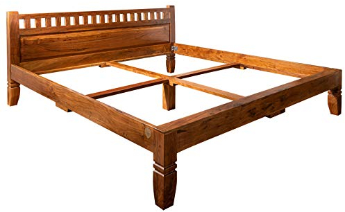 MASSIVMOEBEL24.DE | Oxford Bett aus Massivholz #223 | Akazienholz - Honig, lackiert | Kolonialstil | 180x200x90 cm | Vollholzbett Doppelbett aus Vollholz