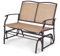 Tangkula 2-Person Patio Glider Bench, Outdoor Rocker Glider Loveseat Chair W/Heavy-Duty Steel Frame, Breathable Seat Fabric, Rocking Lounge Chair for Poolside, Garden, Backyard (Brown)