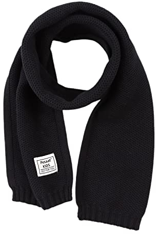 Pesaat Winter Schal Baby Kinder Strickschal 100% Baumwolle Warmes Halstuch Mädchen Jungen Weicher Schön Schals (Schwarz)