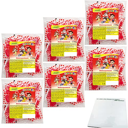 Woogie Herzlollys Himbeergeschmack 6er Pack (6x175g Packung) + usy Block