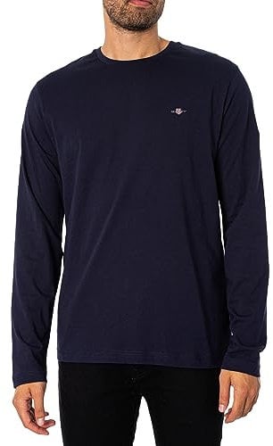 GANT Men's Reg Shield LS T-Shirt, Evening Blue, XL