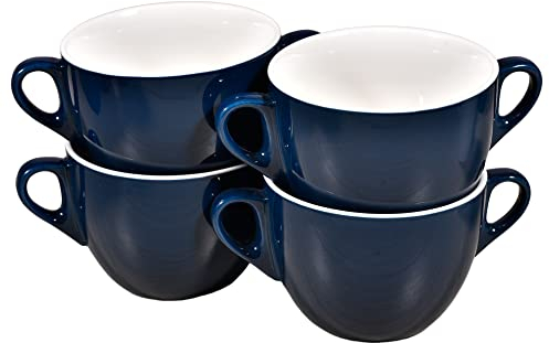 Soup Bowls Set, French Onion Soup Bowls with Handles, Soup Crocks, Oven Safe Bowls, Soup Mugs, Ceramic Bowls, Dishwasher, Microwave, Set of 4, 23 oz, Dark Blue