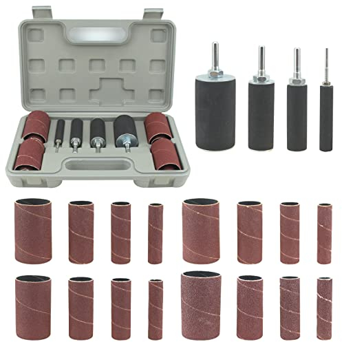 BIGP 20 Stück Schleifwalzen Schleifhülsen Set, Spindelschleifer Schleifmaschine Schleifhülsen Werkzeugset Schleifhülsen mit Koffer für Bohrmaschine