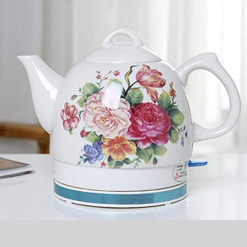 Hokcus Teiera per acqua senza fili bollitore elettrico in ceramica, brocca da 1 l, base rimovibile veloce dell'acqua, spegnimento automatico, protezione a secco 1000W/B